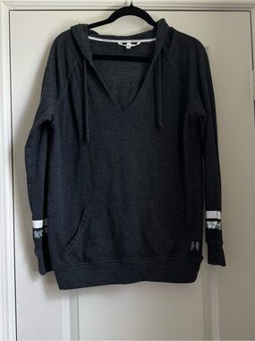 VS Charcoal Grey Sequin Stripe Hoodie